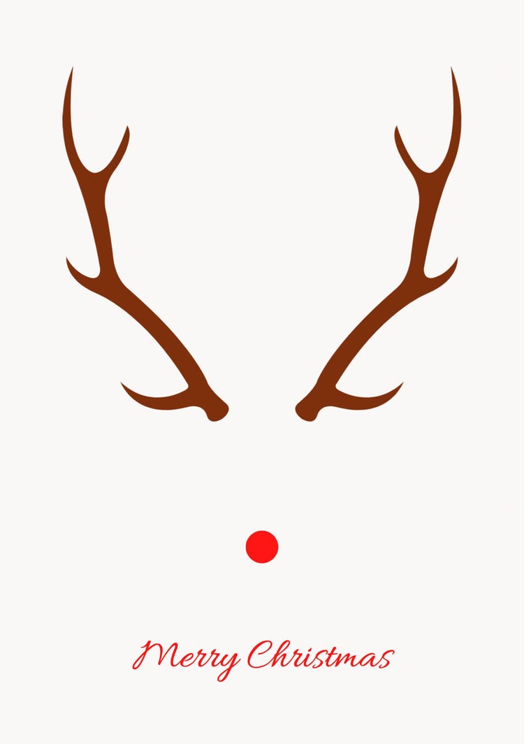 Minimal Reindeer Christmas A5 Greetings Card