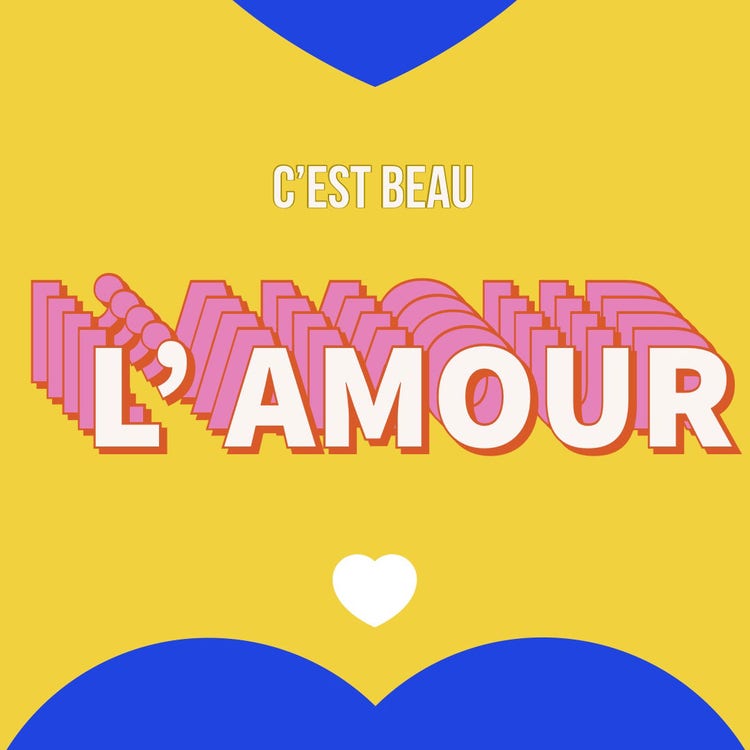 Yellow pink and blue heart Love is beautiful Instagram square
