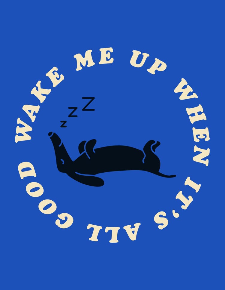 Blue & Cream Sleeping Dog T-Shirt Design