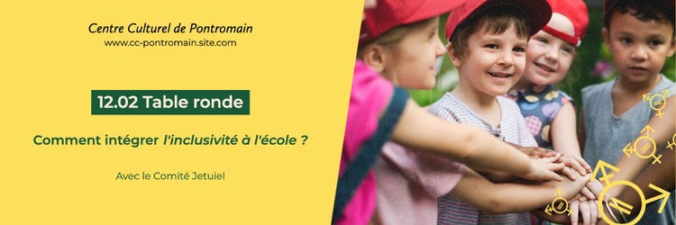 Yellow and green inclusive school twitter header