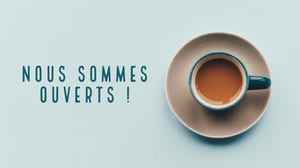 Blue Coffee We’re Open Facebook Cover Taille d'image sur Facebook