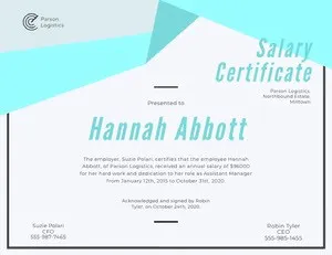 Light Blue Geometric Salary Certificate Certificate