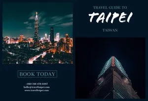Black With Illuminated City Taipei Brochure Brochure