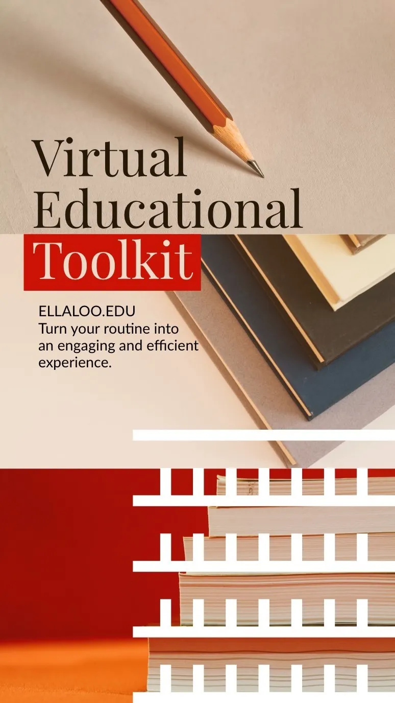 Virtual Educational Toolkit Ad with Pencil and Books and Notebooks