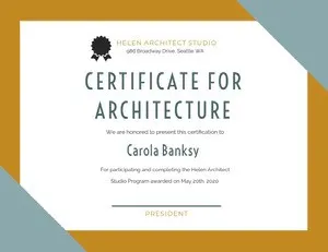 Gold and Silver Architecture Completion Certificate Certificate