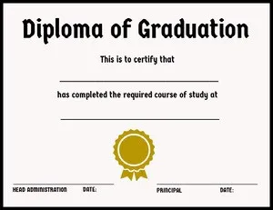 School Graduation Diploma with Ribbon Certificate