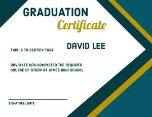 Blue and Gold High School Graduation Certificate Certificate