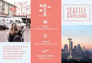 Red Seattle Washingon Travel Brochure with Space Needle Brochure