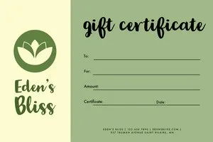Green Simple Massage Gift Certificate Certificate