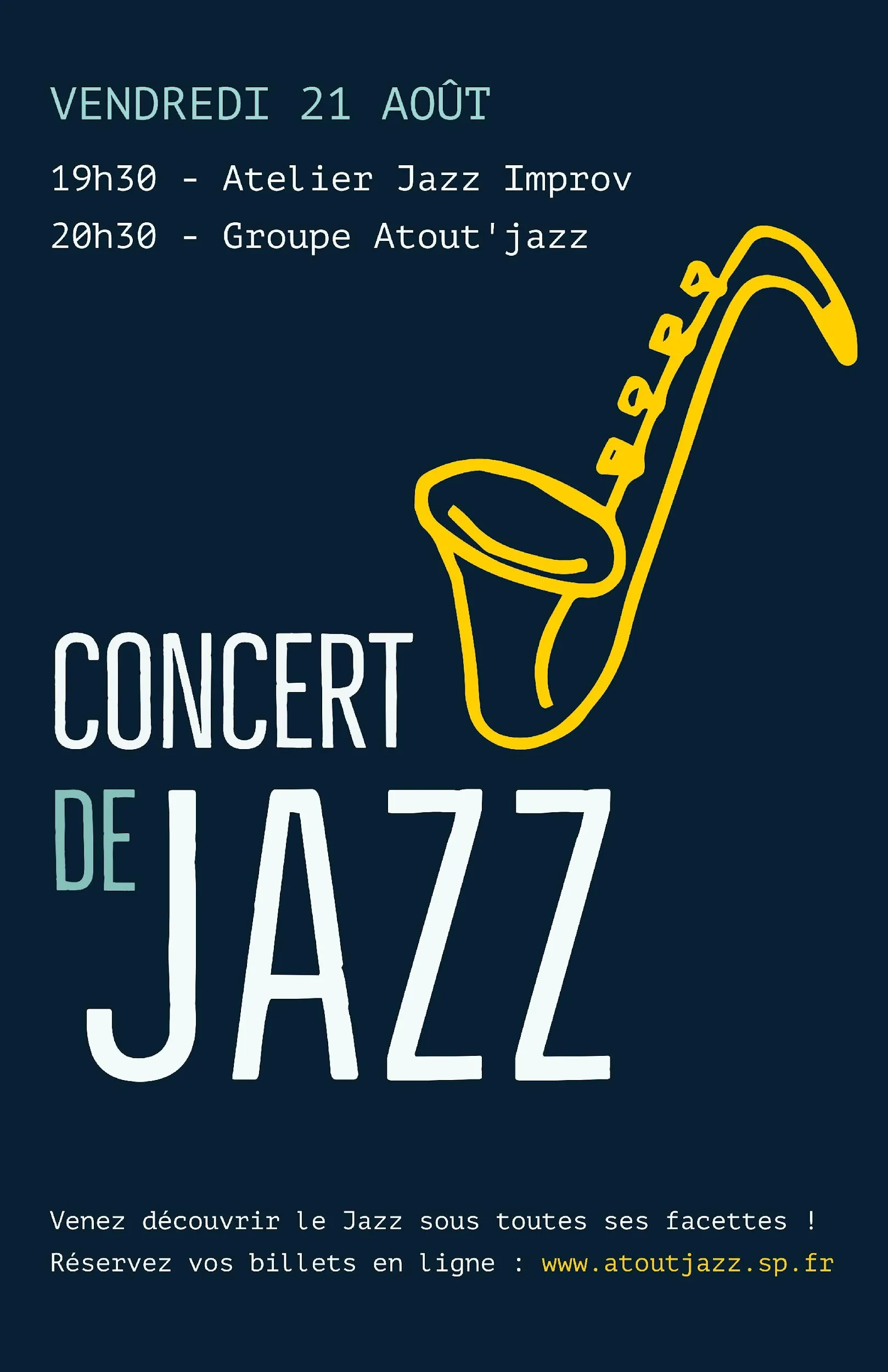 Yellow Saxophone Jazz Concert Poster 