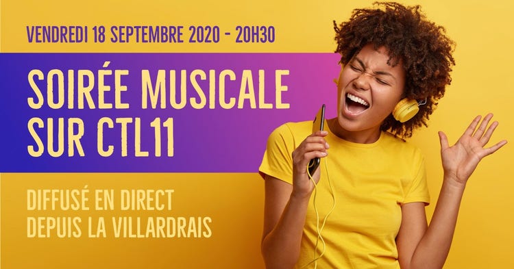 Yellow And Purple Music Night Facebook Post