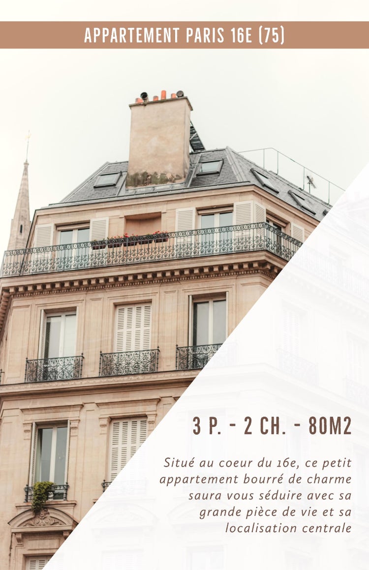 Brown Paris Apartment Building Rental Poster