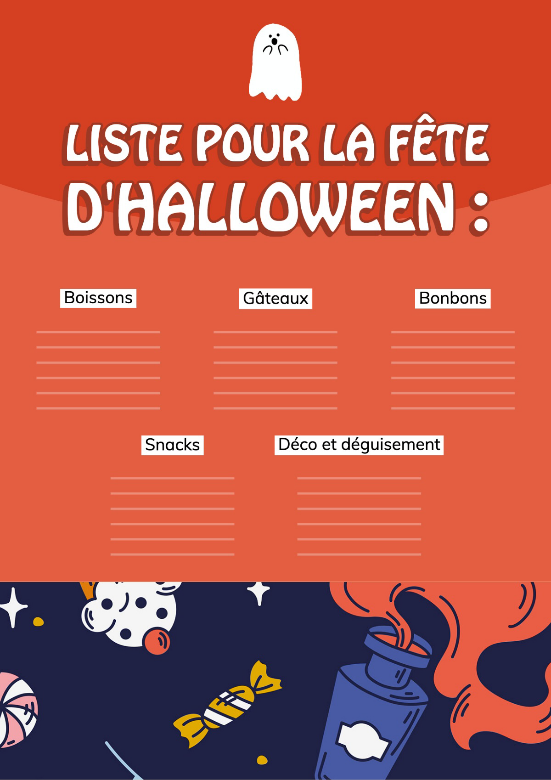 Orange Blue Halloween Grocery List