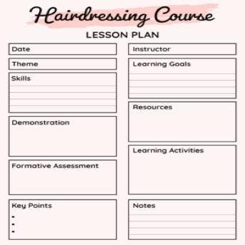 Pink & Black Paint Stroke Hairdressing Course Lesson Planner