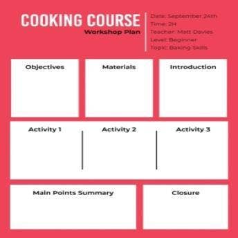Red And White Bold Cooking Lesson Planner