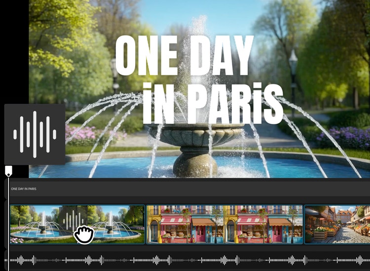 https://main--da-cc--adobecom.aem.page/cc-shared/assets/products/firefly/features/ai-video-editor/media_1c442ae396e61313e1a5eefffd72870ed504d7dad.mp4#_autoplay|Fenêtre de montage par IA dans Firefly montrant une fontaine parisienne avec, en incrustation, du texte et une icône de forme d’onde audio