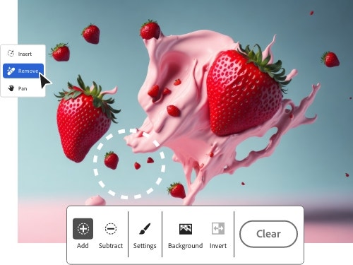 Firefly generated strawberries and strawberry milk