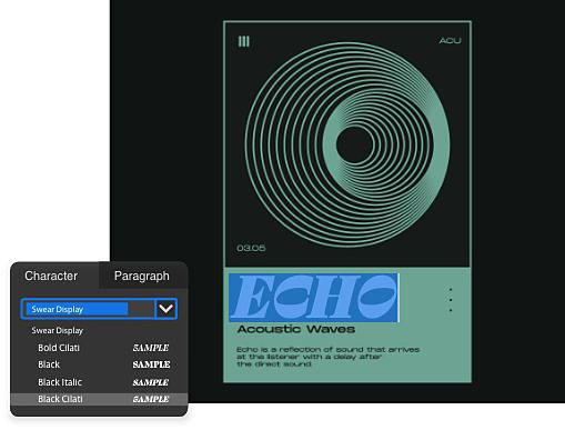 Ένα παράδειγμα χρήσης της λειτουργίας Choose Font κατά την επεξεργασία ενός γραφικού.