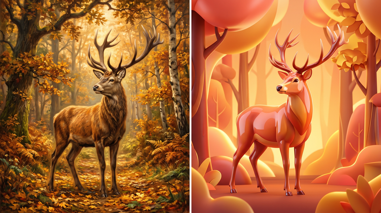 La misma indicación de animal renderizada por diferentes modelos de IA en Adobe Firefly