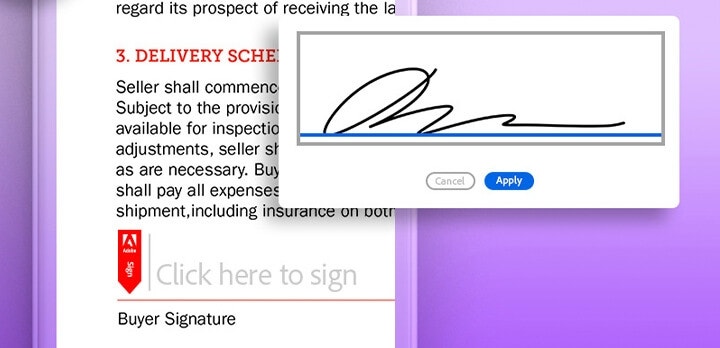 Signing a document using Adobe Sign