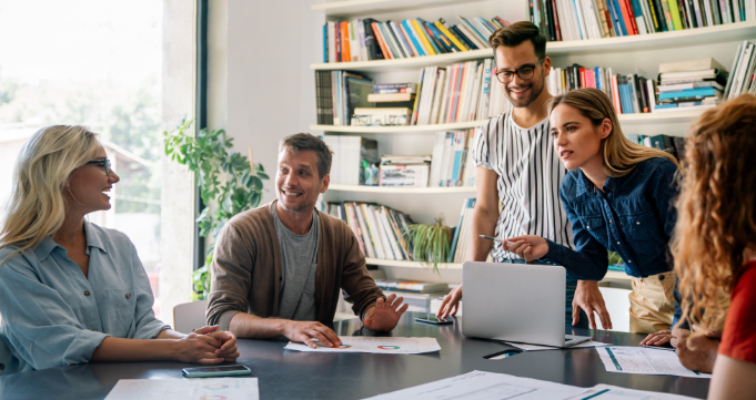 A team creates a workflow map for their digital workflow.