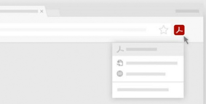 Simple rendering of Google Chrome in gray and white with the Acrobat extension icon featured in red
