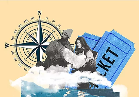 透過疊加和效果在影像上創作的範例圖形。