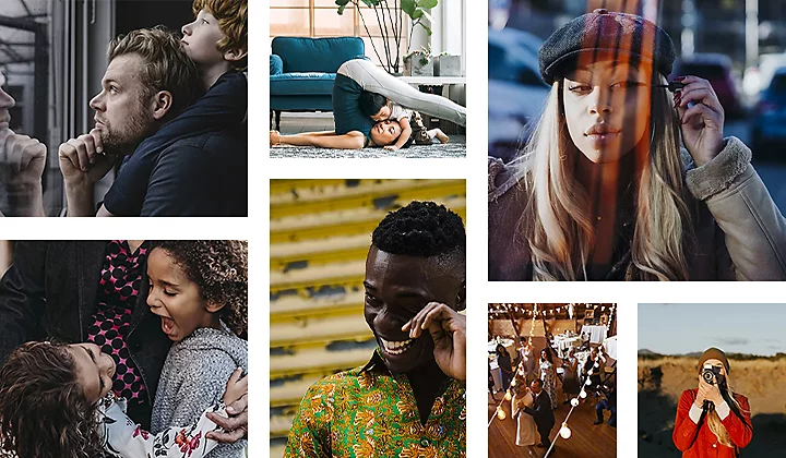 Különböző típusú életstílusfotók kollázsa