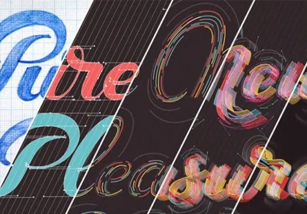 Random letters styled in different ways