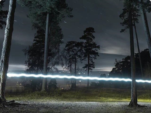 Glowing lights at night