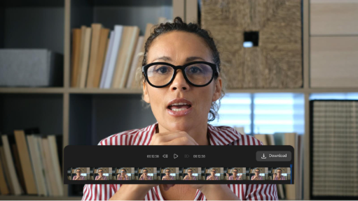 Gambar diam dari video yang menunjukkan alat penerjemahan video AI.