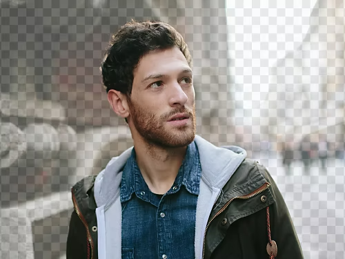 A picture of a person that has been adjusted using the Refine Edge tool.