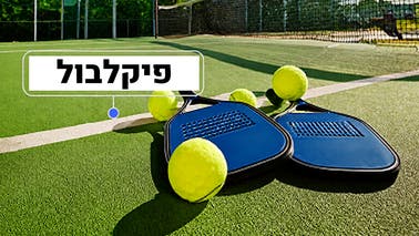 מחבטים וכדורים של פיקלבול על המגרש, המייצגים את "התכוננו לרשתות החברתיות".