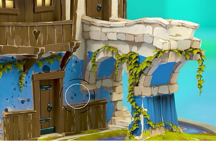 בניית מרקמים בתלת-ממד באיור של בית מימי הביניים עם הכלים של Adobe Substance 3D.