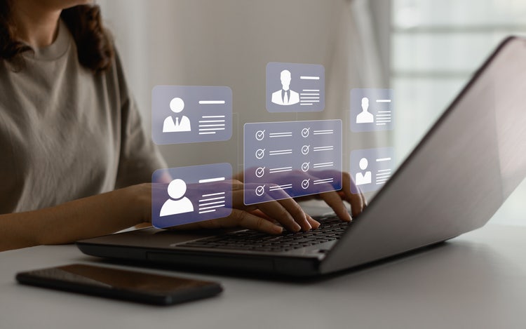 Human resources and management concept of completing an online form