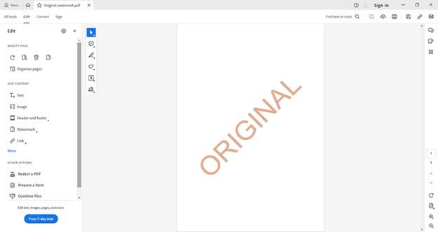 Sample of watermarked document