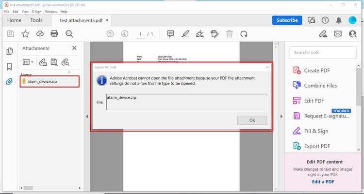 Converting ZIP file to PDF using Adobe Acrobat.