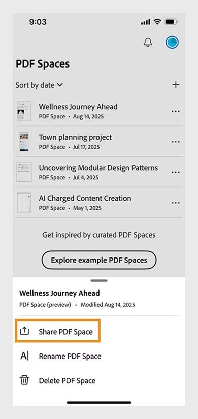 Keep things in order on mobile with PDF Spaces.