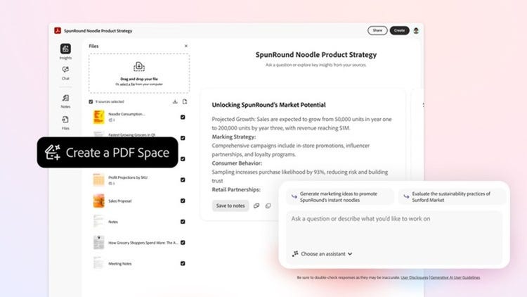PDF Spaces is Acrobat Studio‘s knowledge hub for Office 365 files, PDFs, and web links.