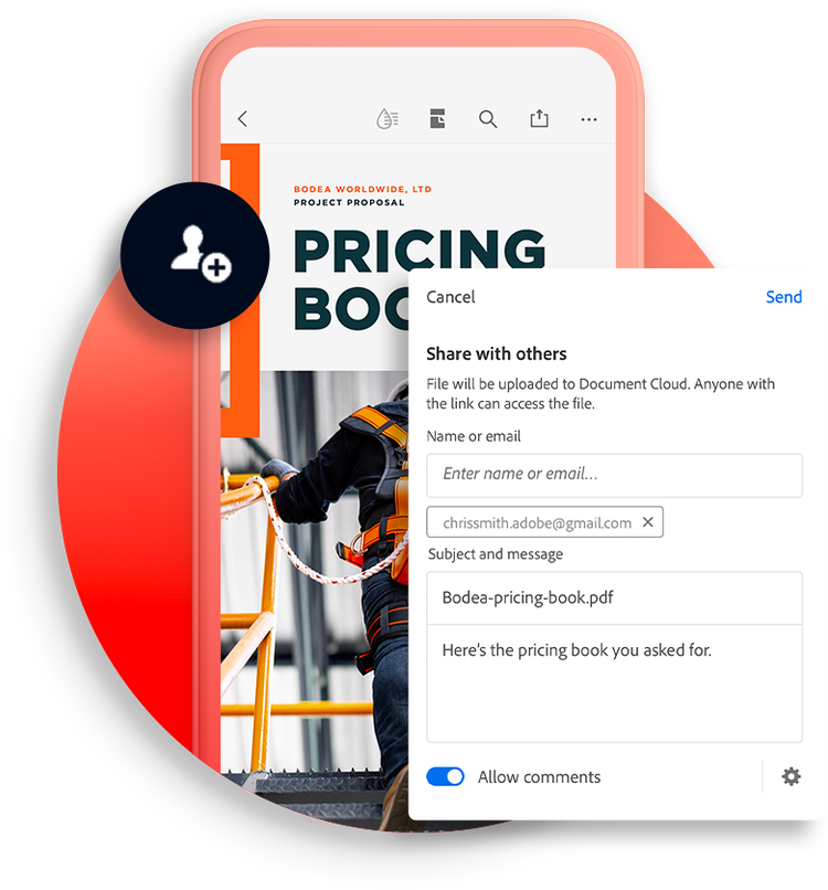 Document collaboration workflow showing easy PDF sharing, faster reviews, and real-time feedback tracking.