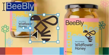 a logo being applied to glass jars