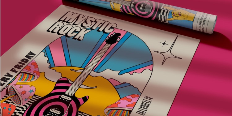 A colourful rock band poster