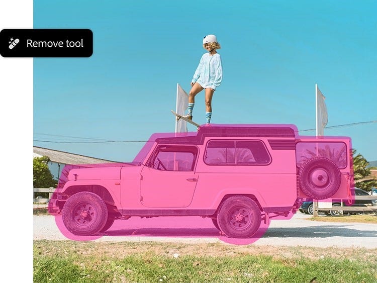 https://main--cc--adobecom.hlx.page/cc-shared/assets/video/product/photoshop/max2024/media_1aa2c5d3fcbdb4ea570c43900a02d2d5b824c5fd1.mp4#_hoverplay|A skateboarder stands on a vehicle that is highlighted for removal in pink.
