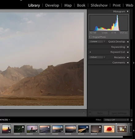 Aerial photo being edited in Adobe {{lightroom}}