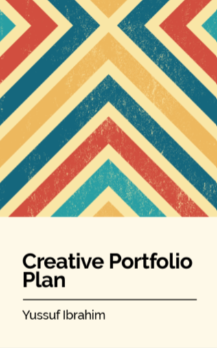 Graphic design portfolio template with retro geometric pattern and creative portfolio front page design for students.