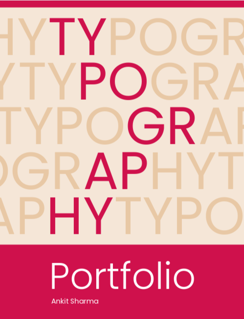 Graphic designer portfolio PDF cover with bold typography design and red accent, featuring Portfolio title.