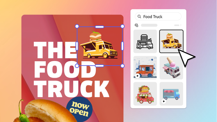 A vivid food truck graphic pops on a bold poster, with smart tools for effortless customization, making your brand stand out.