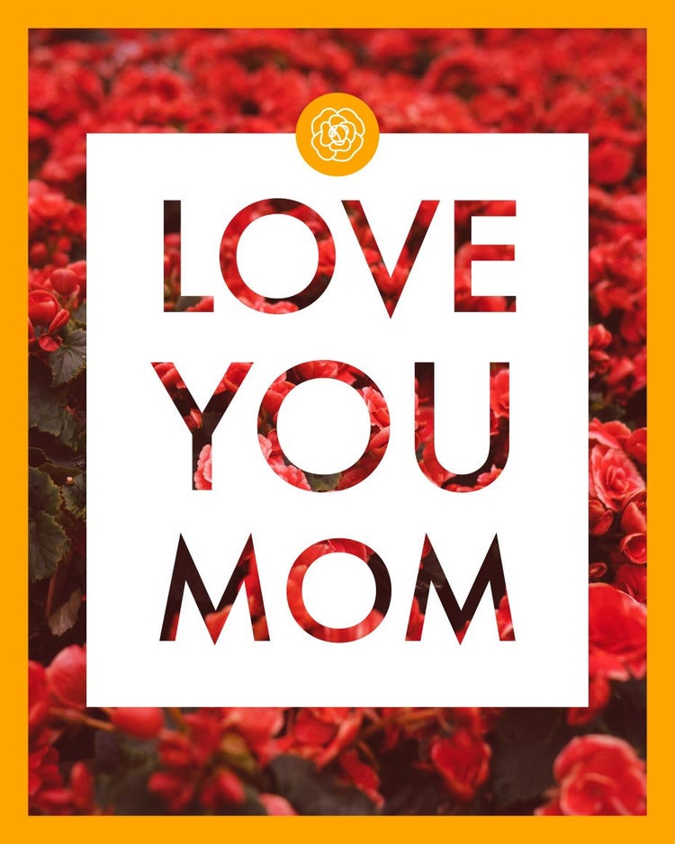 Red Flower Background Mothers Day Card