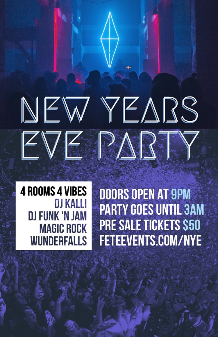 Blue Toned Futuristic New Years Nightclub Party Poster