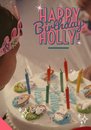 Happy Birthday Card with Child and Cake Photo Kids Birthday Card